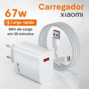 Carregador Turbo 67W Para Xiaomi USB-C Compatível Vários Modelos Proteção Avançada IZEFLASH CHARGE
