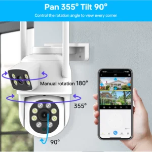 Câmera Dome IP Wireless PTZ Dupla Lente Detecção Humana IA Visão Noturna IZESECURE GUARD