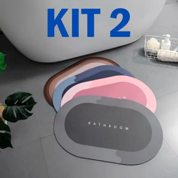 Kit Tapete Absorvente Antiderrapante Veludo Secagem Rápida Banheiro IZEWATER SHIELD