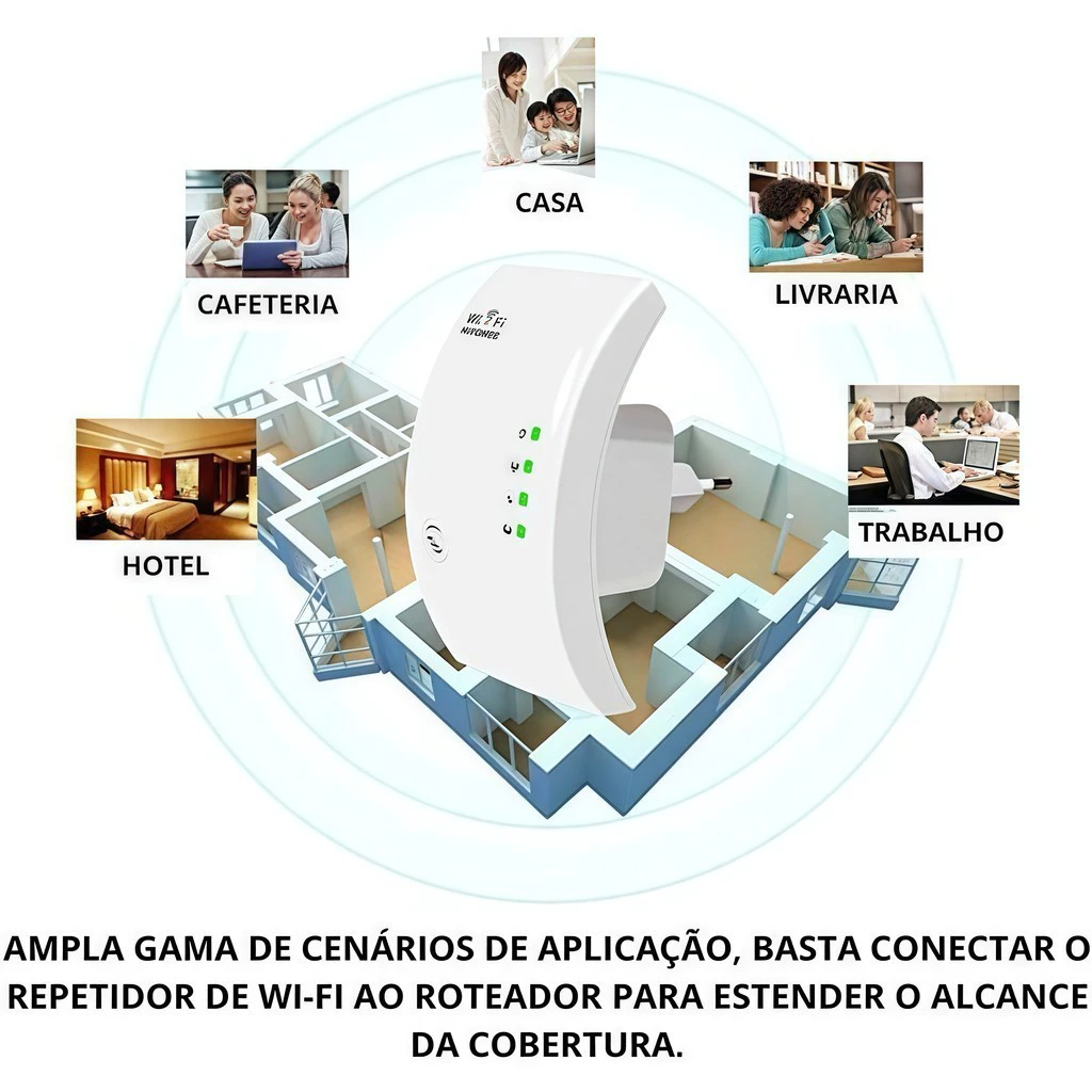 Repetidor WiFi 600Mbps Sinal Forte 2.4GHz Instalação Fácil IZECONNECT PRO