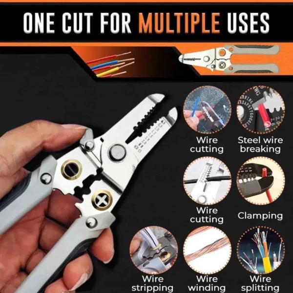 Alicate Desencapador de Fios Inox, Multifuncional, Cabo Antiderrapante IZEWIRE PRO