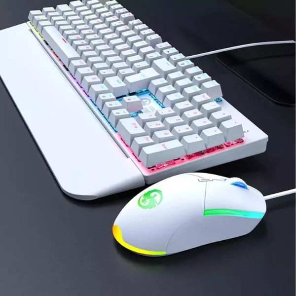 Kit Teclado Mecânico Gamer ABNT2 Switch Blue Anti-Ghosting RGB Branco USB IZEPLAY PRO