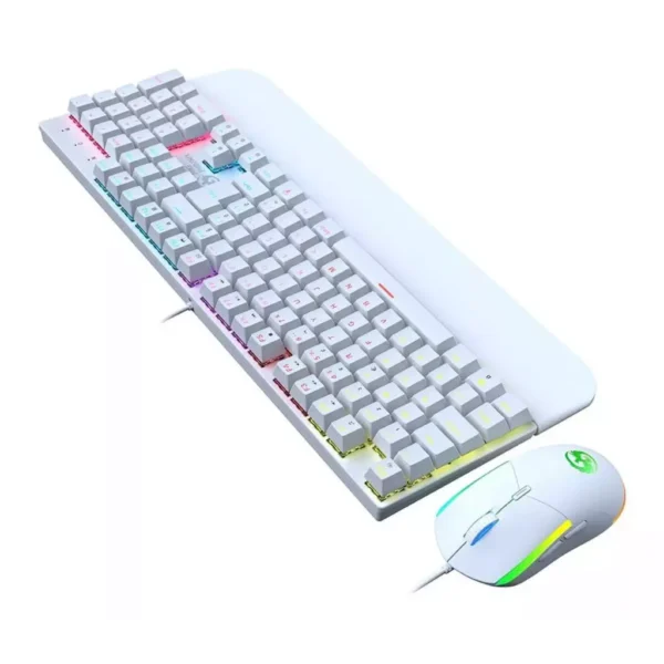 Kit Teclado Mecânico Gamer ABNT2 Switch Blue Anti-Ghosting RGB Branco USB IZEPLAY PRO