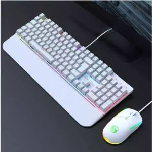 Kit Teclado Mecânico Gamer ABNT2 Switch Blue Anti-Ghosting RGB Branco USB IZEPLAY PRO