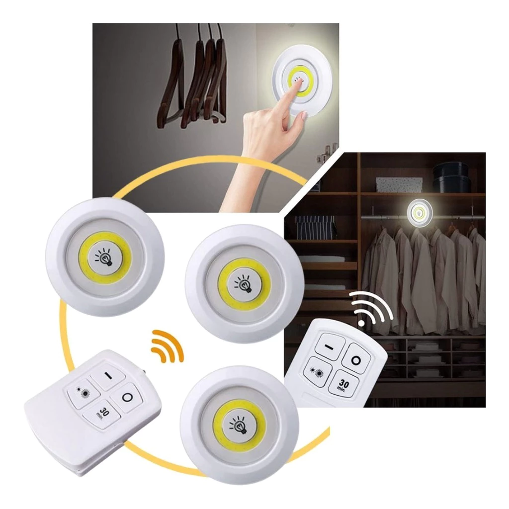 Kit 3 Lâmpadas LED Spot Sem Fio Controle Remoto 150 Lumens IZEULTRA BRIGHT