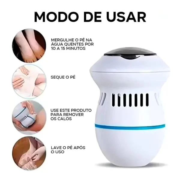 Removedor de Calos Elétrico Recarregável com LED, Aspirador à Vácuo e Dupla Cabeça IZEFOOT LUX
