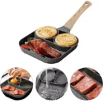 Frigideira Antiaderente 4 Divisórias Alumínio Omelete Alça Madeira IZECOOK MULTI