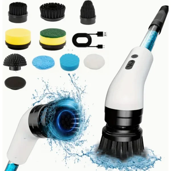 Escova de Limpeza Elétrica Rotativa 9 em 1 com Dispenser de Sabão, Sem Fio, Recarregável, Multiuso IZEPOWER CLEAN