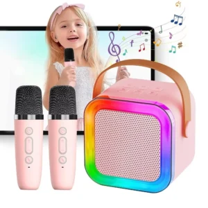 Caixa de Som Karaokê Bluetooth Portátil Bateria Longa Duração 2 Microfones IZEBOX FUN