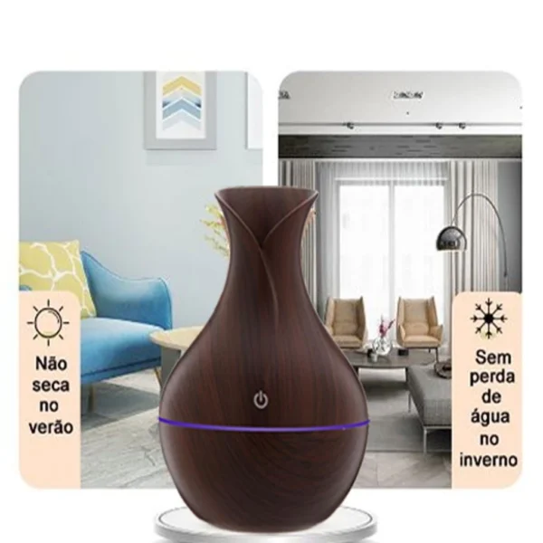 Umidificador Aromatizador Silencioso Madeira LED Recarregável IZEWOOD AIR