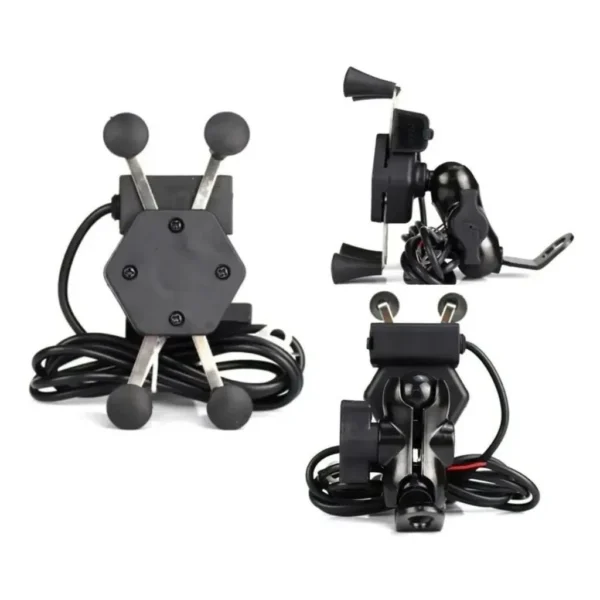 Suporte Universal Para Celular e GPS Moto, Carregador USB, Fixação Retrovisor, Compatível 3.5'' a 6'' IZEGRIP CHARGE