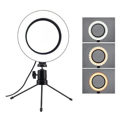 Ring Light de Mesa 6,5" RGB Portátil com Mini Tripé Ajustável IZEGLAM PRO