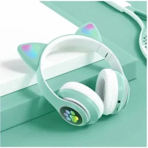 Headphone Bluetooth Orelha de Gato LED RGB Dobrável Microfone IZEPLAY FUN