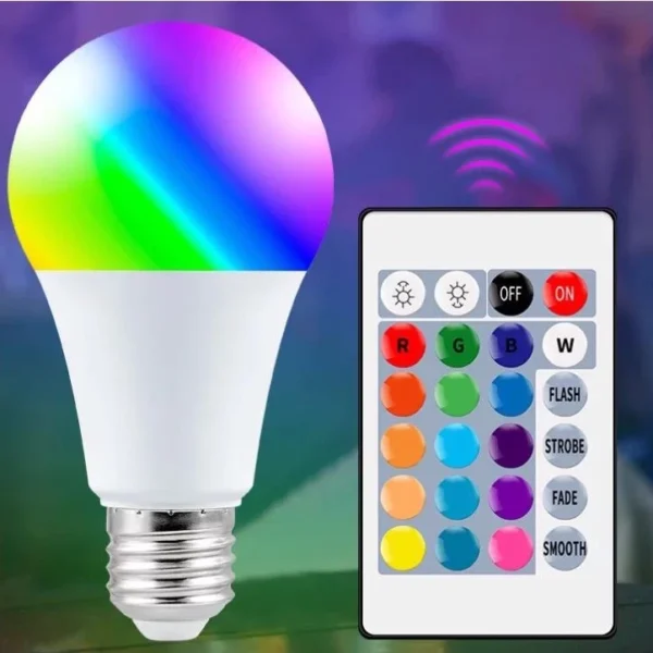 Lâmpada Bulbo LED RGB 5W Controle Remoto Colorida Ambiente IZEFLASH MOOD