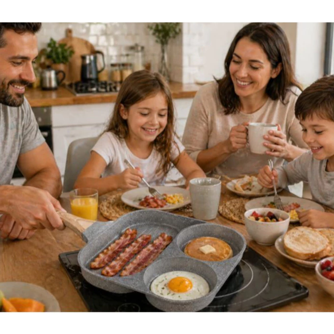 Frigideira Antiaderente 3 Divisórias Bege Premium IZECOOK PLUS IZESHOP