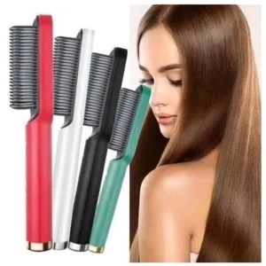 Escova Alisadora de Cabelos Bivolt 3 em 1, Multiplacas Cerâmica, 5 Níveis de Temperatura - IZESLEEK BRUSH
