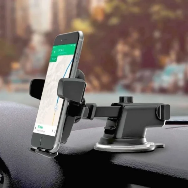 Suporte Veicular Universal para Celular e GPS, Trava Automática, Rotação 360°, Base de Silicone Adesiva – IZESHIELD FLEX