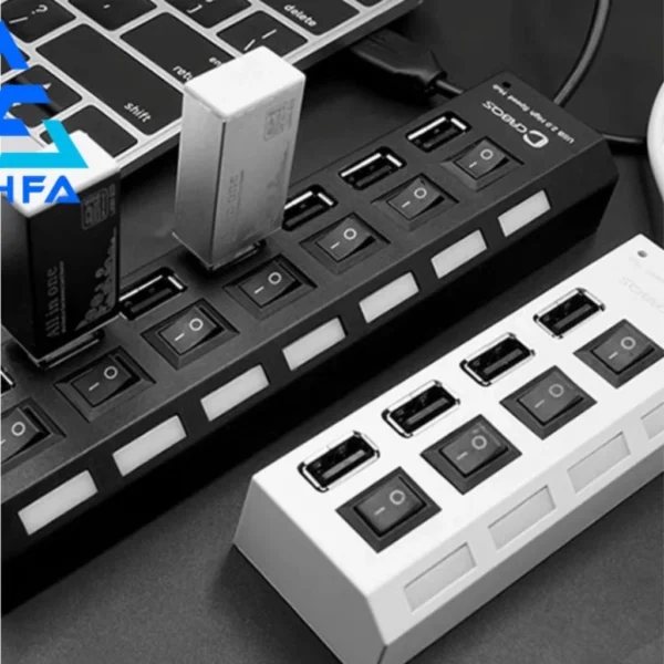 Hub USB 2.0 7 Portas LED Alta Velocidade Botão IZEHUB PRO CONNECT