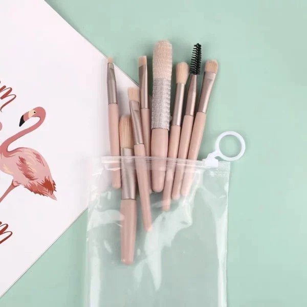 Kit de Pincéis de Maquiagem 8 Peças com Estojo Transparente Para Viagem Cerdas Macias Face e Olhos IZEGLAM TOUCH