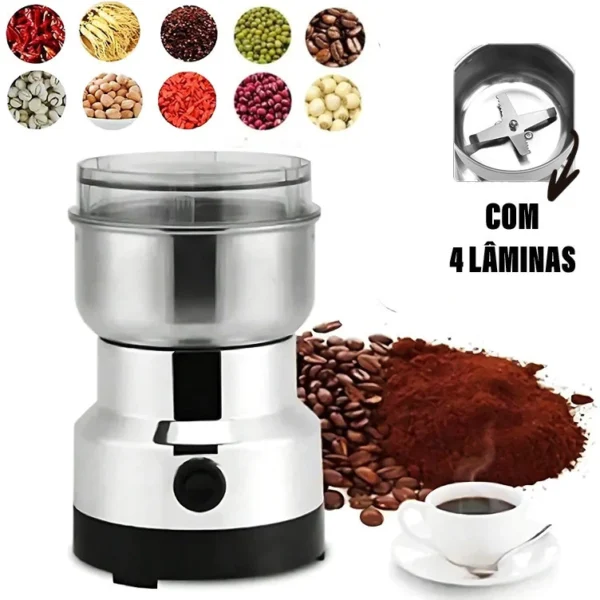 Moedor de Grãos e Café Elétrico 4 Lâminas Inox 300ml Alta Velocidade IZEGRIND PRO