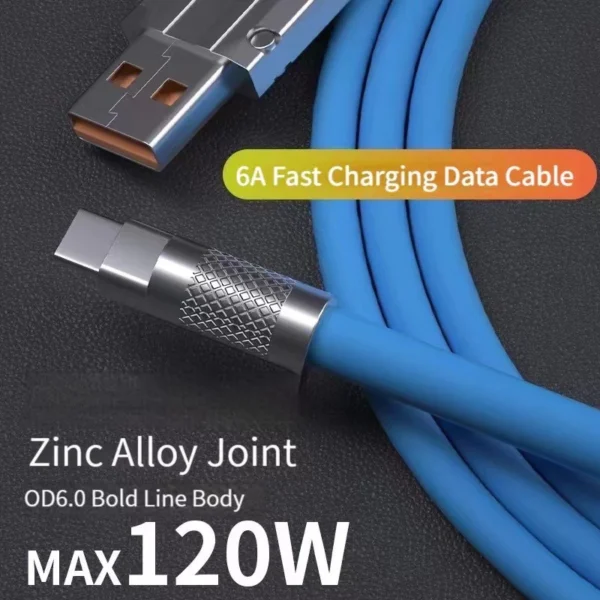 Cabo USB Tipo-C 120W Super Rápido Silicone Antidobra IZEFAST CHARGE