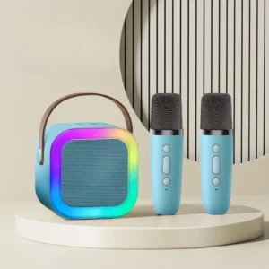 Caixa de Som Bluetooth Karaokê Colorida 5W Microfones Bateria Potente IZEBOX FUN