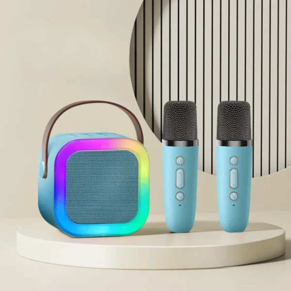 Caixa de Som Bluetooth Karaokê Colorida 5W Microfones Bateria Potente IZEBOX FUN
