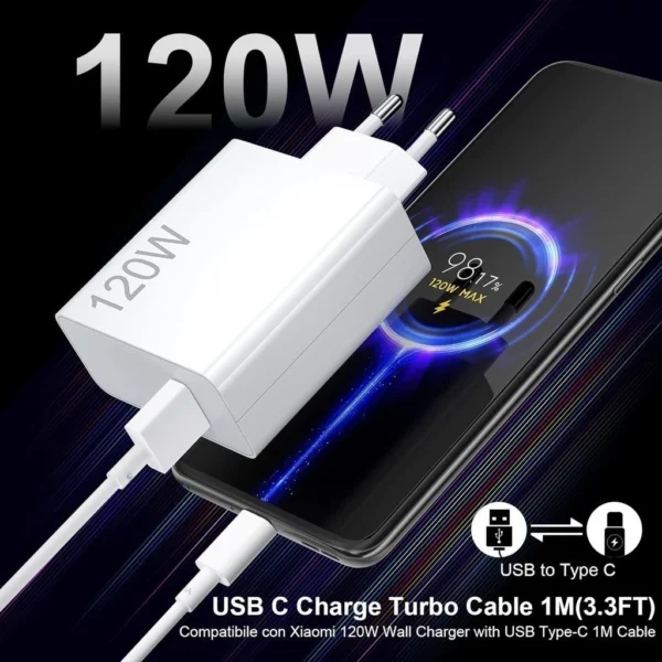 Carregador Rápido 120W USB-C Compatível Xiaomi Redmi Turbo Segurança IZEBOOST PRO
