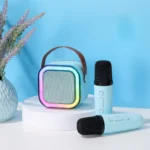 Caixa de Som Bluetooth Karaokê Colorida 5W Microfones Bateria Potente IZEBOX FUN