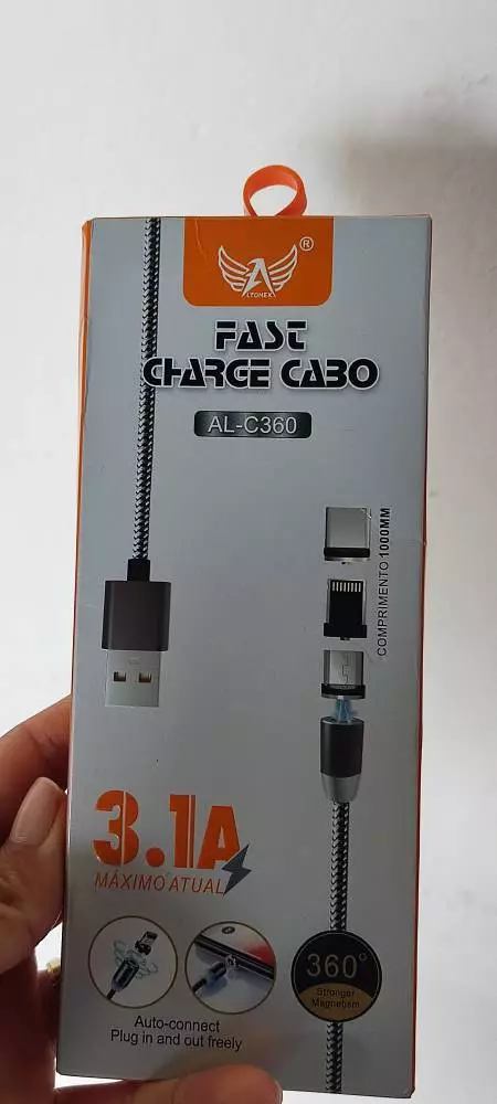 Cabo Carregador Magnético 3 em 1 USB Tipo C Lightning MicroUSB 1m Resistente IZELINK POWER photo review