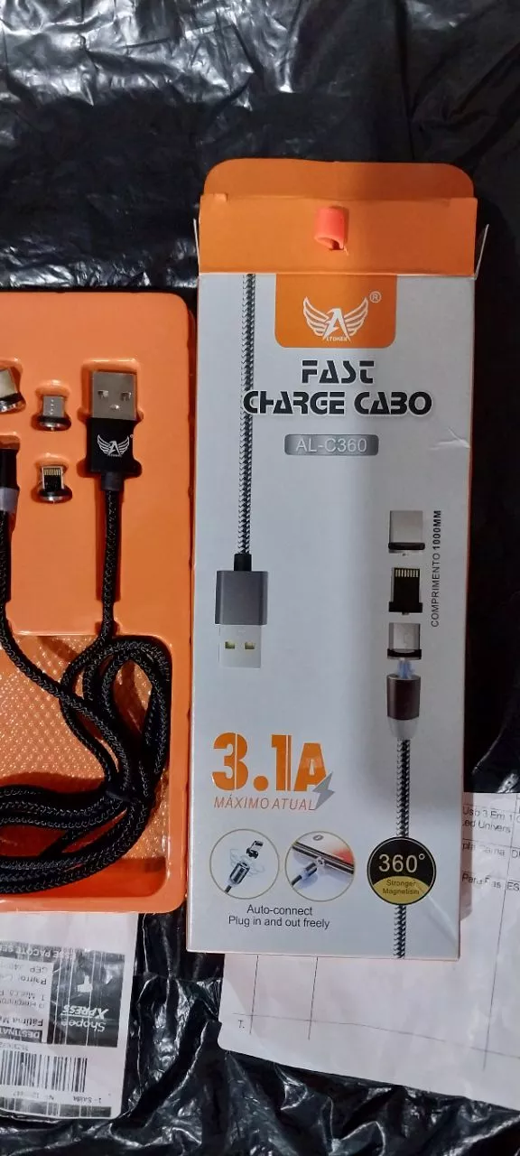 Cabo Carregador Magnético 3 em 1 USB Tipo C Lightning MicroUSB 1m Resistente IZELINK POWER photo review