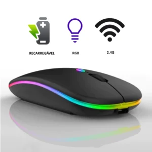 Mouse Sem Fio Recarregável RGB Bluetooth Silencioso IZECLIC PRO