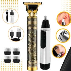 Kit Barbeador e Aparador Masculino Profissional – Lâmina de Aço Carbono, Portátil, Precisão IZEEDGE MASTER