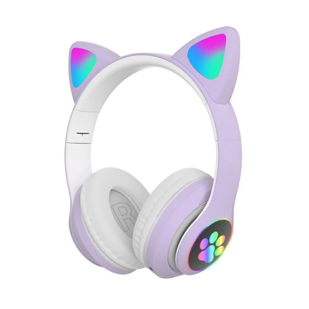 Fone Bluetooth Orelha de Gato LED Dobrável Microfone IZEFUN PLAY