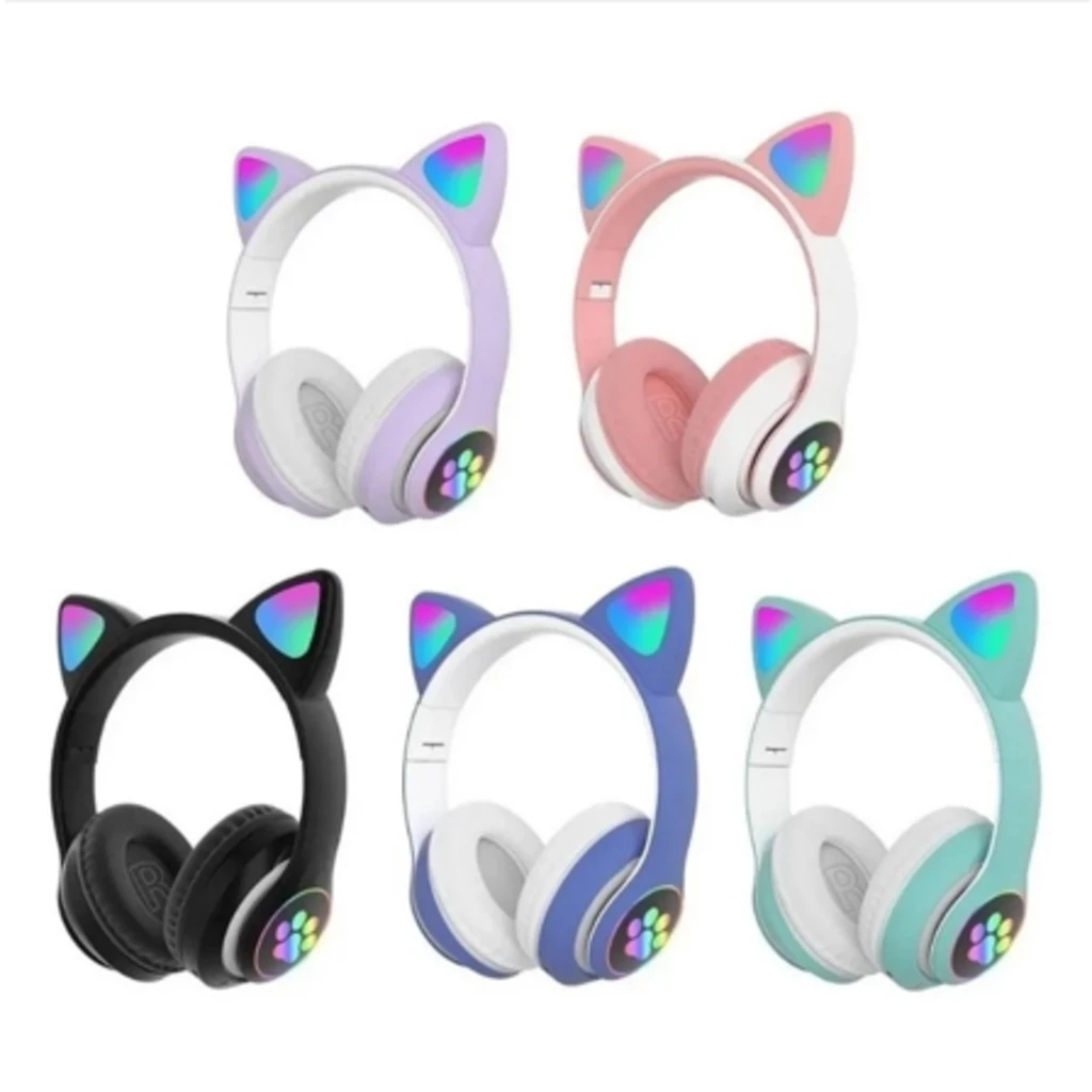 Fone Bluetooth Orelha de Gato LED Dobrável Microfone IZEFUN PLAY