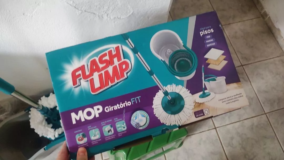 Mop Giratório Flash Limp Balde 8L Microfibra Cabo Inox Ajustável IZEPOWER CLEAN photo review