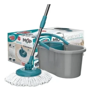 Mop Giratório Flash Limp Balde 8L Microfibra Cabo Inox Ajustável IZEPOWER CLEAN
