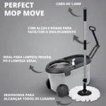 Esfregão Mop Giratório 360º Inox Balde 16L Rodas Refil IZEPOWER CLEAN