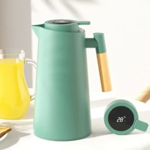 Garrafa Térmica 1L Termômetro LED Madeira Café Chás IZEHOT ELITE