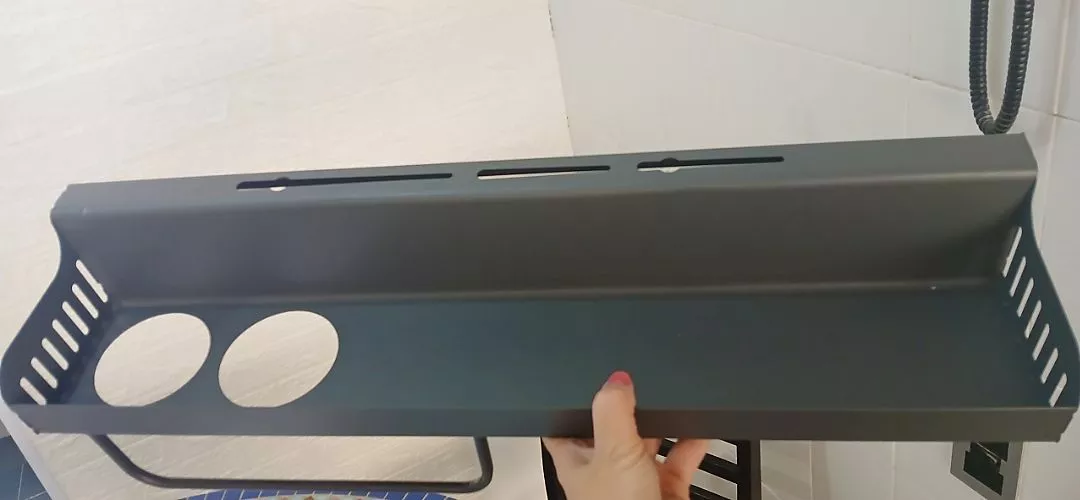 Prateleira Organizadora Multiuso Alumínio Preta 60cm com Suporte para Facas e Utensílios IZEORGANIZE PRO photo review