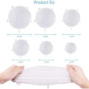 Kit 6 Tampas de Silicone Transparente Reutilizáveis Universal Micro-ondas Antiodor IZESEAL PRO