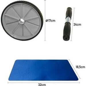 Roda Abdominal Dupla Rolo Fitness Preto 18cm com Apoio Joelho Premium IZECORE PRO