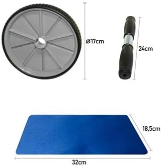 Roda Abdominal Dupla Rolo Fitness Preto 18cm com Apoio Joelho Premium IZECORE PRO