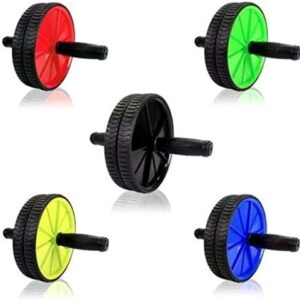 Roda Abdominal Dupla Rolo Fitness Preto 18cm com Apoio Joelho Premium IZECORE PRO
