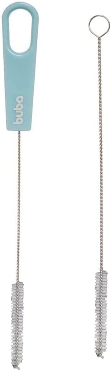 Escova para Canudos e Mamadeiras 2 Unidades Azul Aço Nylon 17cm Livre BPA IZEWASH PRO