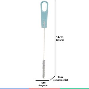 Escova para Canudos e Mamadeiras 2 Unidades Azul Aço Nylon 17cm Livre BPA IZEWASH PRO
