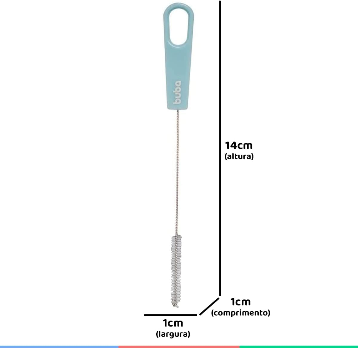 Escova para Canudos e Mamadeiras 2 Unidades Azul Aço Nylon 17cm Livre BPA IZEWASH PRO