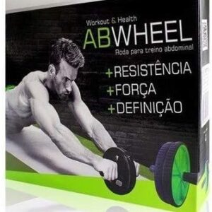 Roda Abdominal Dupla Rolo Fitness Preto 18cm com Apoio Joelho Premium IZECORE PRO