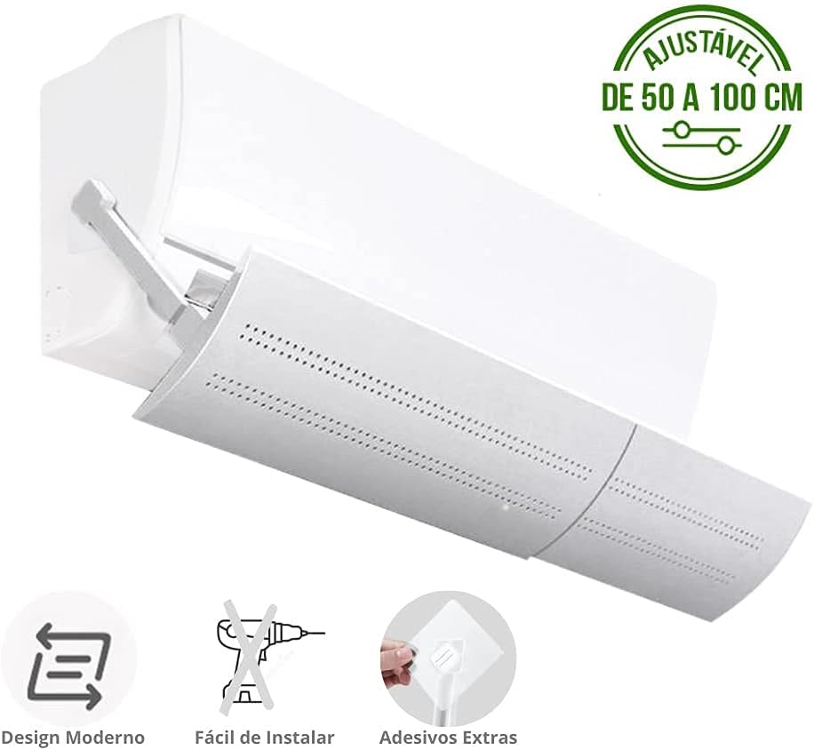 Defletor de Ar Condicionado Ajustável 50-100cm Regulagem de Ângulo Sem Furo IZEAIRFLOW PRO