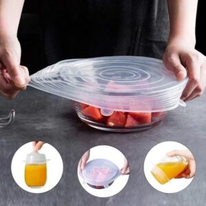 Kit 6 Tampas de Silicone Transparente Reutilizáveis Universal Micro-ondas Antiodor IZESEAL PRO